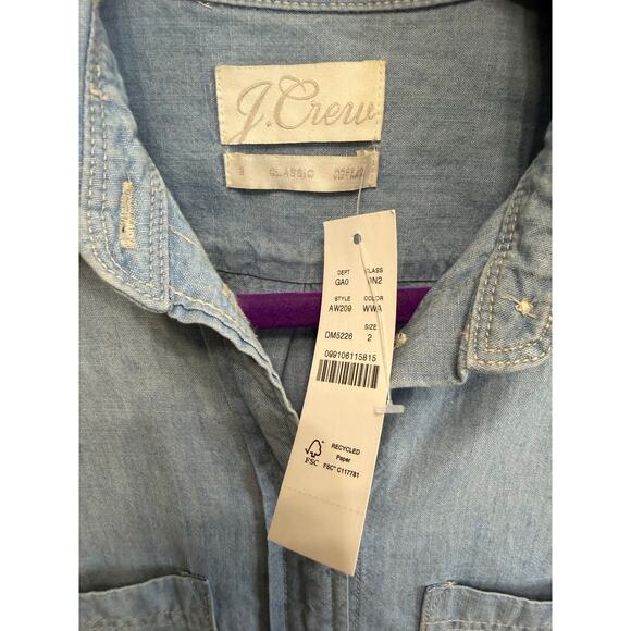 J CREW Classic-fit Chambray Shirt Relax Fit Women's 2 New - Picture 11 of 14